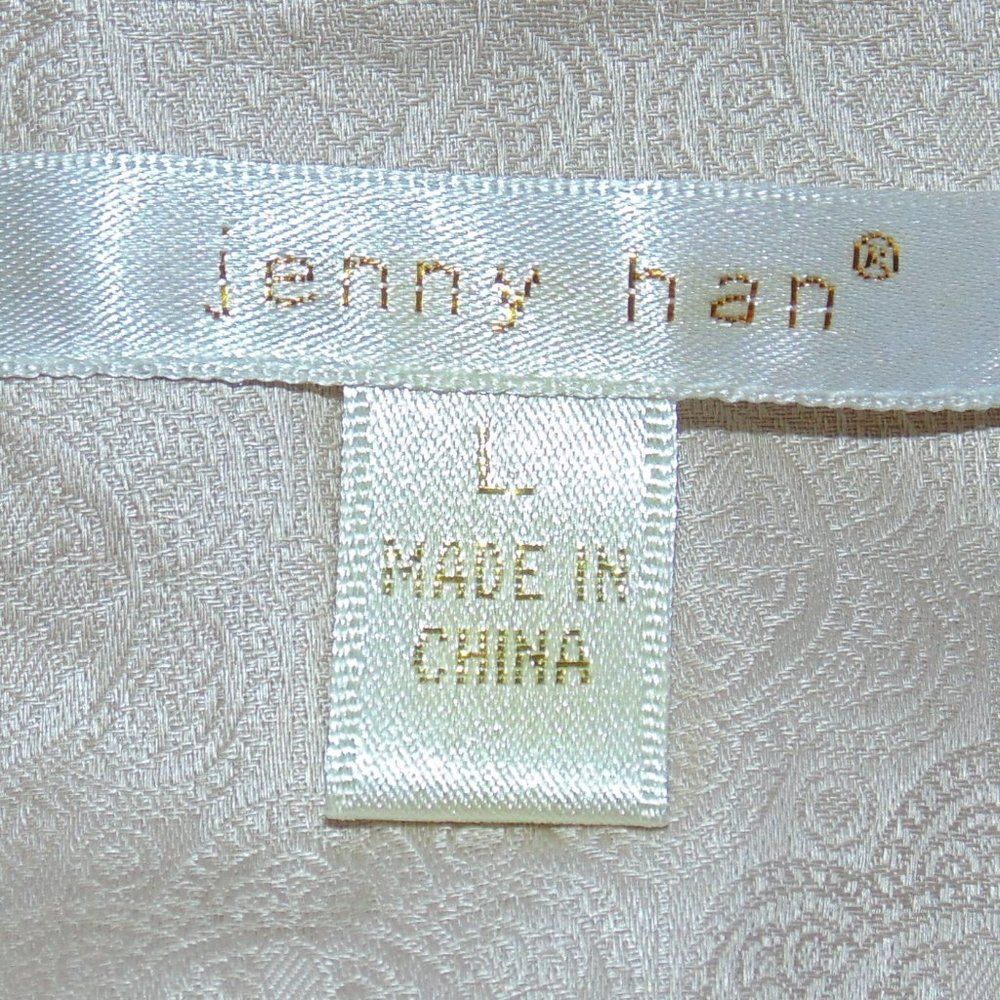JENNY HAN Skirt, L, Jacquard Floral, Golden/Tan/Champagne, Side Zip, Cotton - Picture 10 of 12